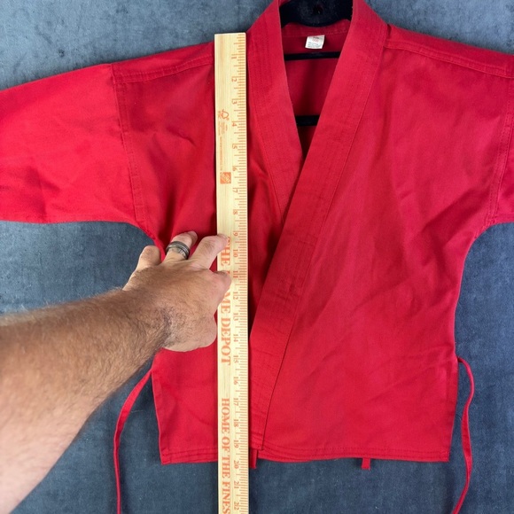 Kids Red Martial Arts Gi Top and pants set (size 000 translates to child medium) - Picture 3 of 9